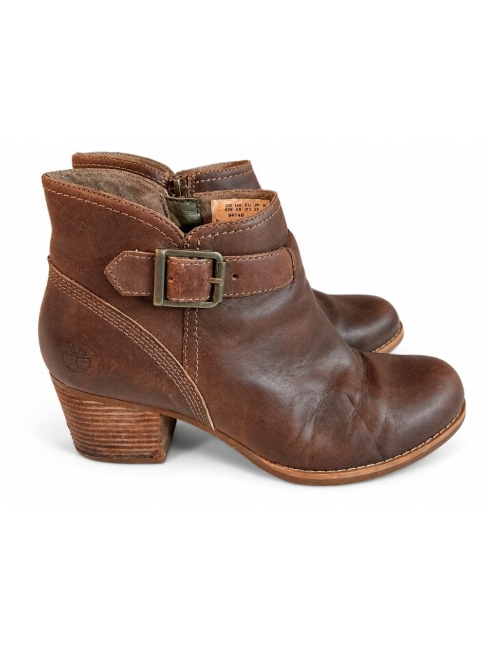 Timberland Earthkeepers Birchmont Brown Leather Buckle Block Heel Ankle Boot